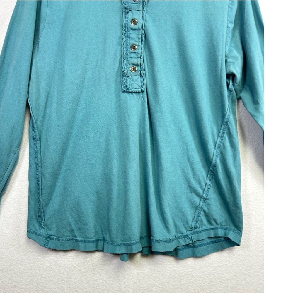 ZENANA Teal Long Sleeve Henley Button Up Casual Tunic Top Size L - Picture 5 of 9
